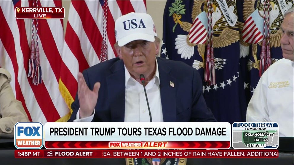 President Donald Trump visited Central Texas on Friday to meet with families, first responders and community members affected by the deadly Fourth of July floods.