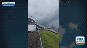 Watch:Tornado sirens sound at Iowa Speedway as announcements remind people to seek shelter