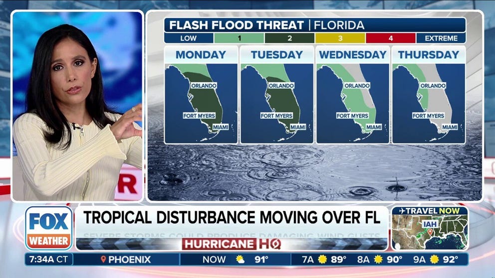 Tropical moisture has started to surge into Florida today, setting the stage for several days of widespread rain. As the system shifts into the eastern Gulf by Tuesday and Wednesday, a weak surface low could try to develop. The NHC is now highlighting this feature giving it a 30% chance of tropical development over the next seven days and 10% over the next 2 days.