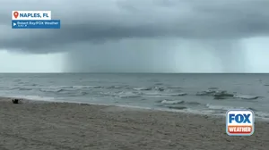 Heavy rain in the Gulf as seen from Naples, Florida