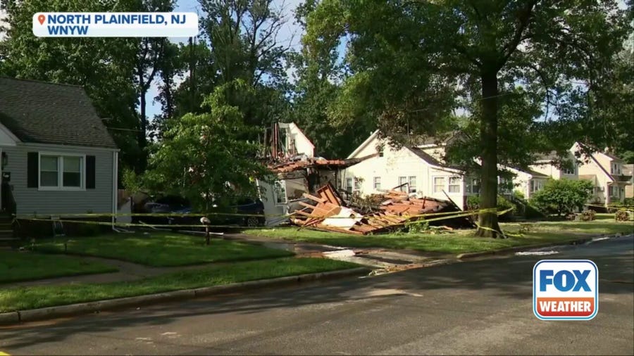 Remains of New Jersey home that exploded in flames during heavy flash flooding