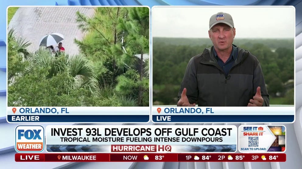 The Orlando area is being drenched by Invest 93L as it develops off the Gulf Coast. Invest 93L has a 40% chance of developing into a tropical depression over the next two days.