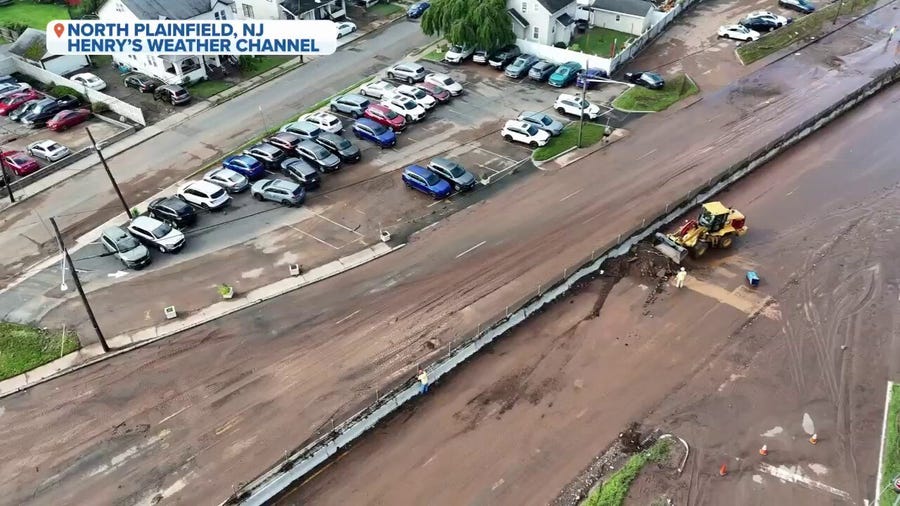 Drone video shows aftermath of deadly flash floods in New Jersey