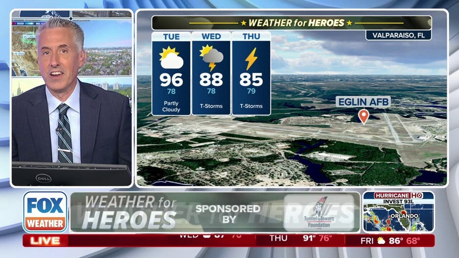 Invest 93L moves across Florida toward Eglin Air Force Base