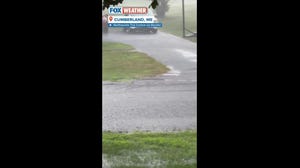 Heavy rain and pea-sized hail were observed in parts of Maine