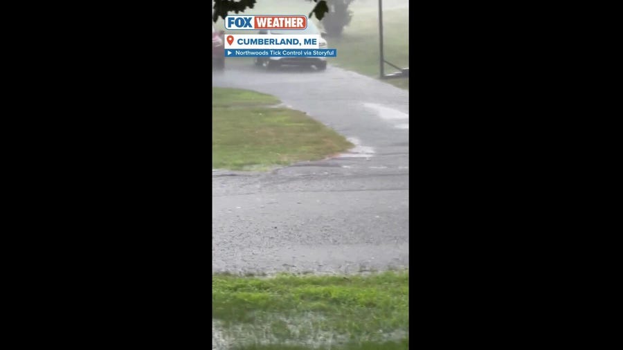 Heavy rain and pea-sized hail were observed in parts of Maine