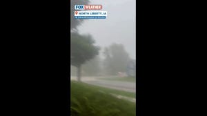 Heavy rain and strong winds were captured in Iowa