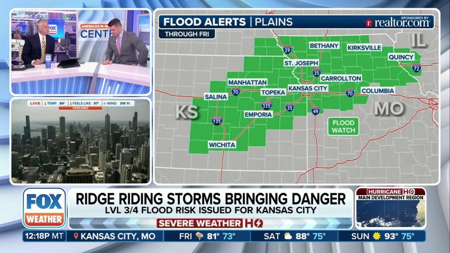 Ridge riding storms to produce flooding threat