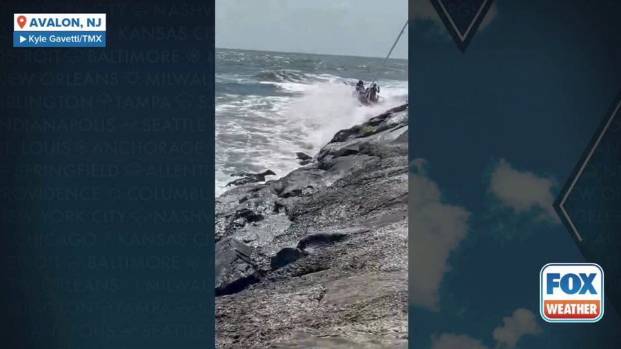 Watch: Sailboat crashes into New Jersey jetty during rough waters
