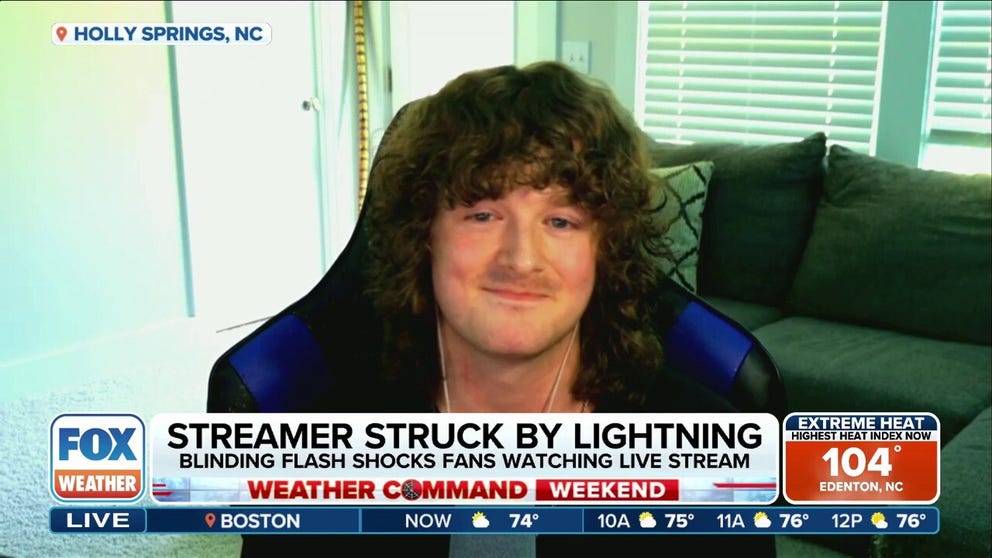 Twitch streamer Christian Howard, also known as "chrispymate," spoke about the moment he was struck by lightning while livestreaming from Holly Springs, North Carolina.
