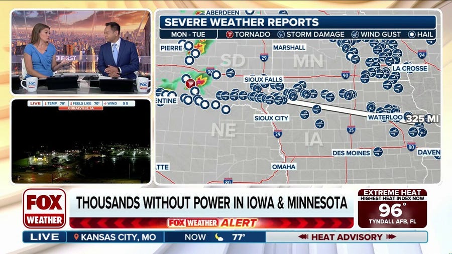 Derecho tears across Northern Plains, Midwest with more storms on the way Tuesday
