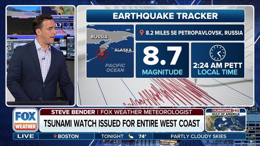 A tsunami watch has been issued for the entire West Coast following earthquake