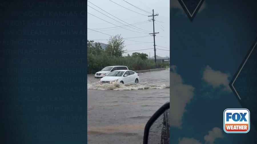 Watch: Cars drive through several inches of floodwaters in New Jersey