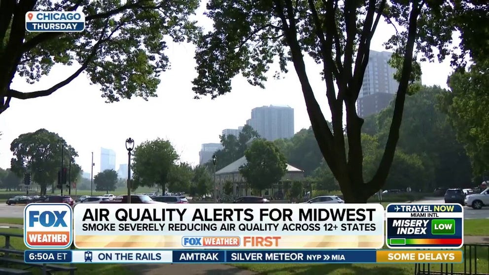 Air Quality Alerts are in effect for all of Minnesota, Wisconsin, Michigan, Iowa, Illinois. They are also in effect for parts of Indiana (including South Bend), Nebraska (Lincoln & Omaha) and Missouri (St. Louis). Unhealthy to very unhealthy air quality has been reported. Air quality at these levels adversely impacts everyone. The smoke is coming down out of Canada as a result of large-scale northerly winds behind the cold front which is slicing through the eastern half of the country. So while millions are finally experiencing cool, less humid air, they unfortunately cannot take advantage of it, due to the presence of the thick smoke.