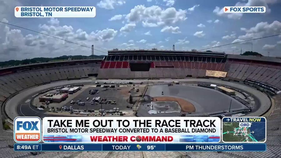 Bristol Motor Speedway in Tennessee converted to baseballl diamond for MLB Speedway Classic