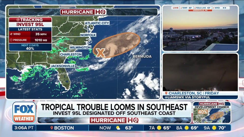 An area of showers and thunderstorms off the Southeast and mid-Atlantic coasts has been designated as Invest 95L and now has a medium chance of developing over the next several days. FOX Weather Meteorologists Haley Meier and Michael Estime have the latest forecast on Aug. 3, 2025.