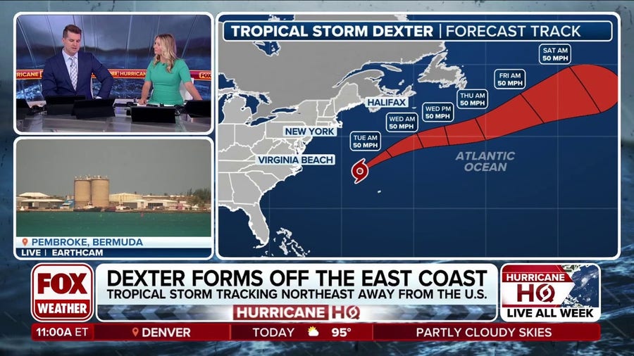 Tropical Storm Dexter continues to pull away from US East Coast
