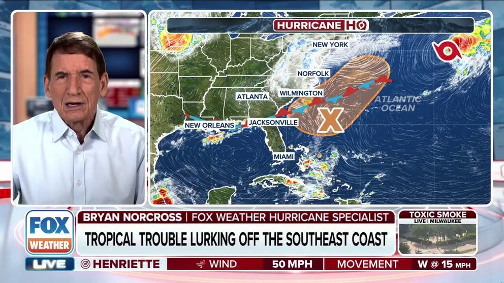 FOX Weather Hurricane Specialist Bryan Norcross breaks down the latest hurricane season outlook from Colorado State University and the area to watch off the Southeast Coast. 