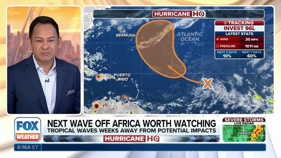 Invest 96L in the Atlantic Main Development Region has potential for tropical development