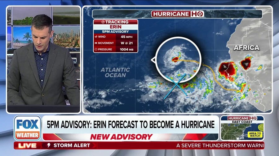 Tropical Storm Erin forecast to become first major hurricane of Atlantic season