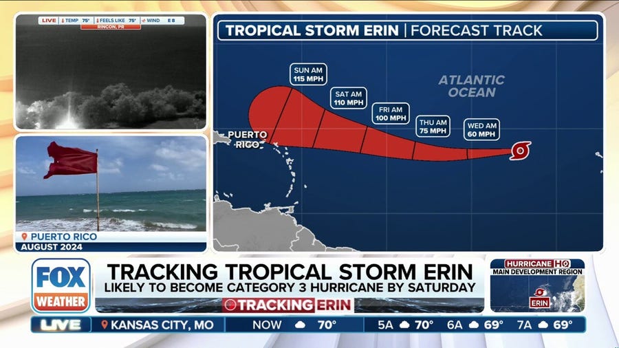 Tropical Storm Erin likely to become major hurricane over the weekend