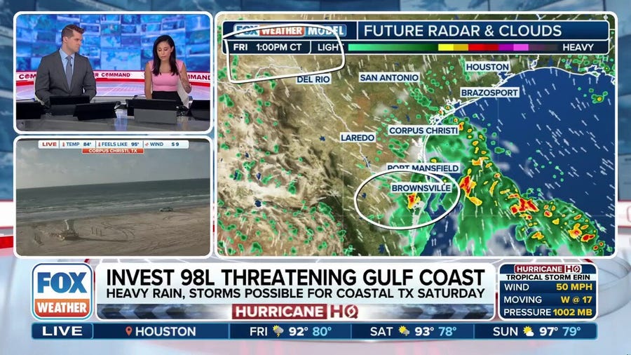 Gulf tropical disturbance Invest 98L to bring heavy rain to Texas