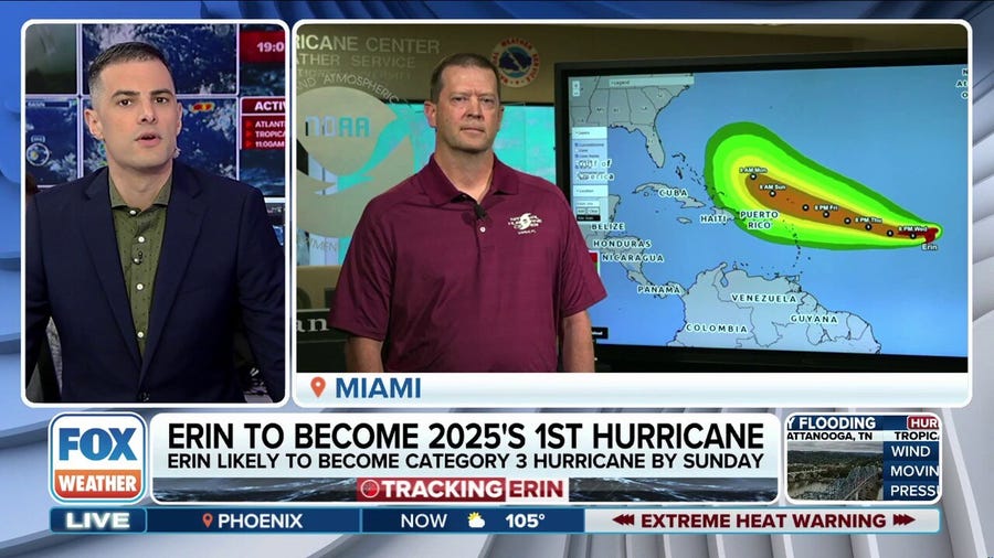 Tropical Storm Erin is expected to become the first hurricane of 2025