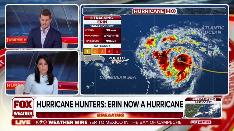Erin strengthens into first hurricane of 2025 Atlantic season