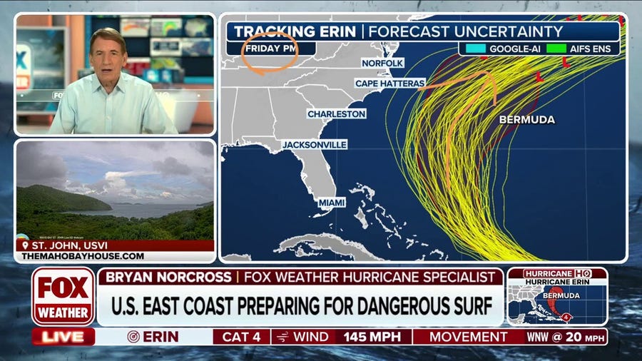 Hurricane Erin lashes Leeward Islands, brings dangerous conditions to U.S.