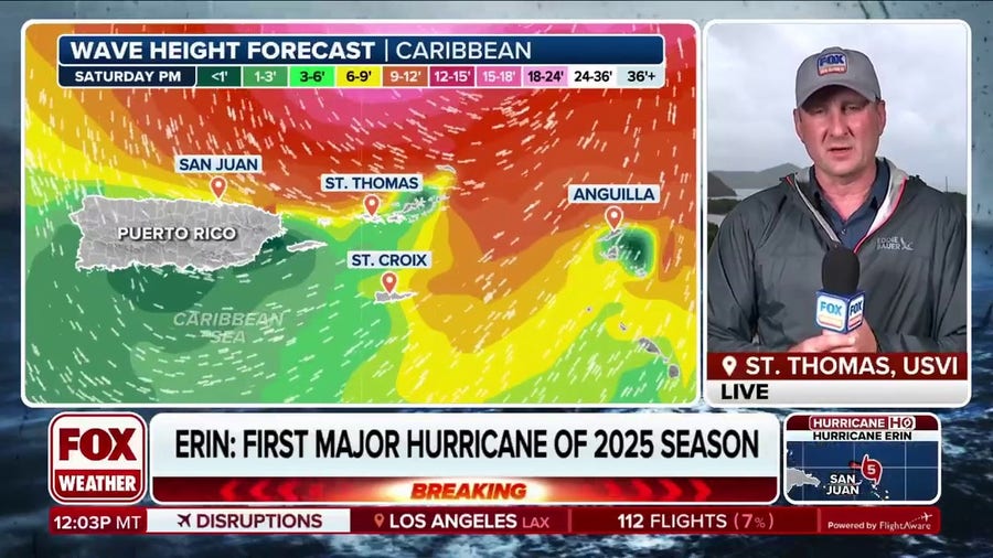 Outer bands of Hurricane Erin to impact the U.S. Virgin Islands