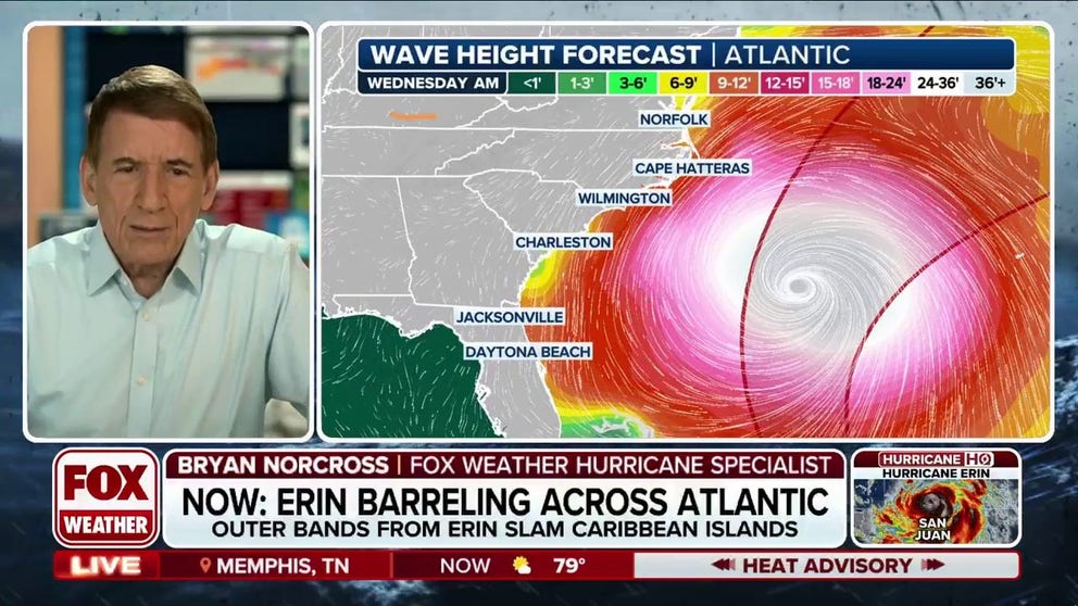 FOX Weather Hurricane Specialist Bryan Norcross has expert analysis breaking down the latest with Hurricane Erin and how the monster storm is expected to impact the U.S. this week.