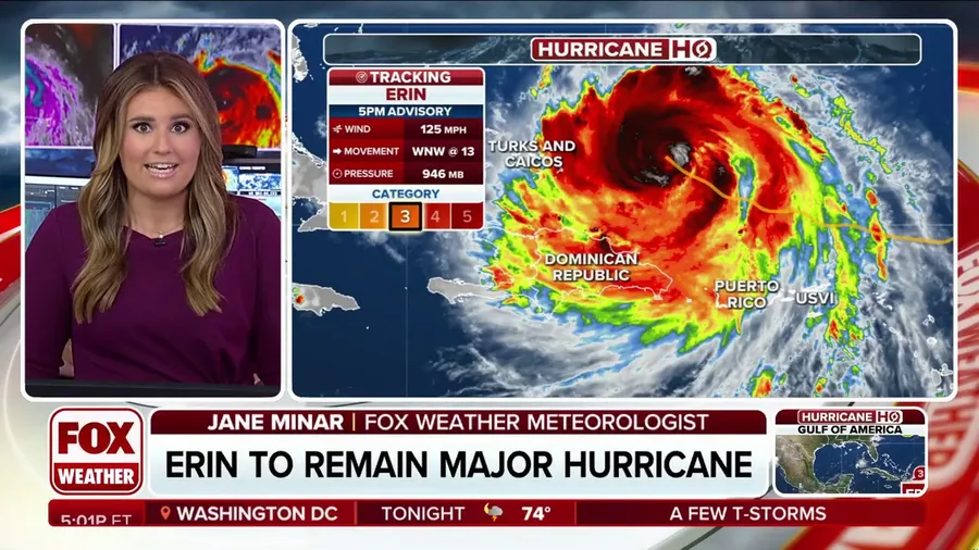 Hurricane Erin barrels across Atlantic, lashing Caribbean 