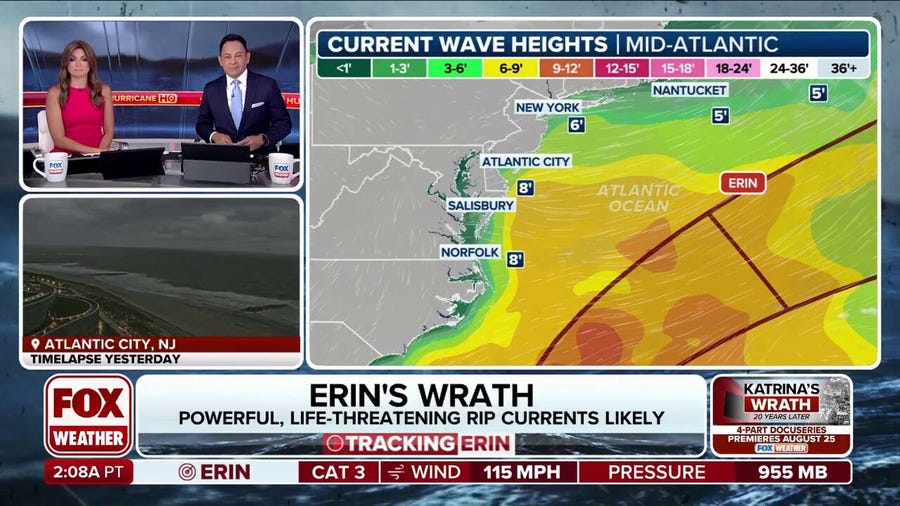 Preparations underway along East Coast as Hurricane Erin nears