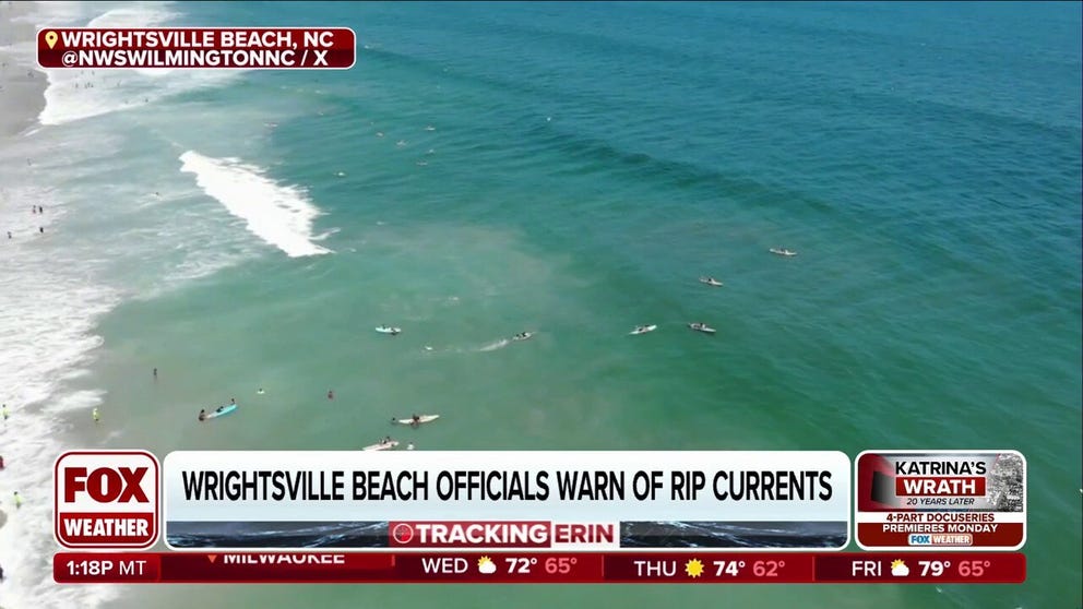 As Hurricane Erin creates highly  unsafe  formation  conditions each  up   the East Coast, officials from Wrightsville Beach, North Carolina, are informing  radical   to enactment   retired  of the ocean. Sam Proffitt, manager  for Wrightsville Beach Ocean Rescue, joined FOX Weather to speech   astir  the dangers from rip currents and the 80 h2o  rescues his bureau  has done conscionable  since Monday.