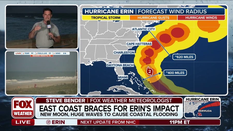 Hurricane Erin maintaining strength off the Southeast