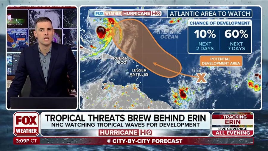 National Hurricane Center highlights two areas to watch looming behind Hurricane Erin