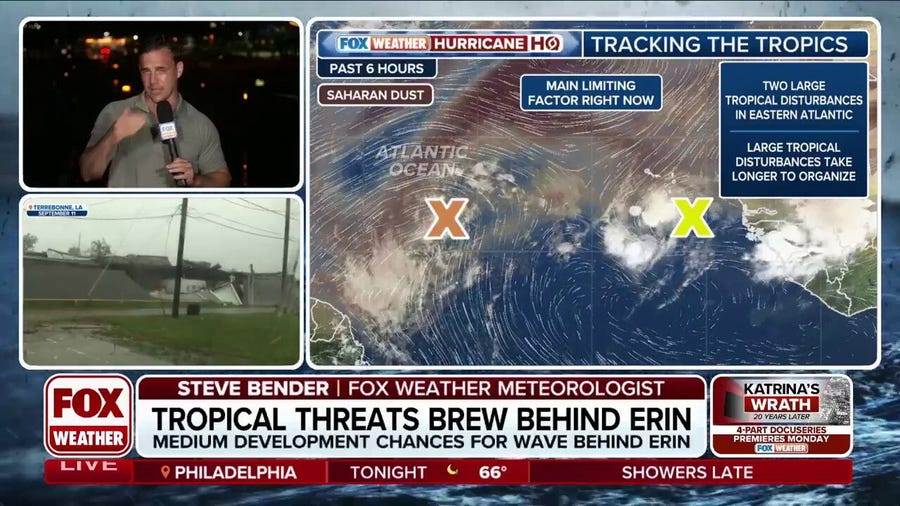 National Hurricane Center highlights two areas to watch looming behind Hurricane Erin