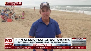 High surf from Hurricane Erin slams North Carolina shore