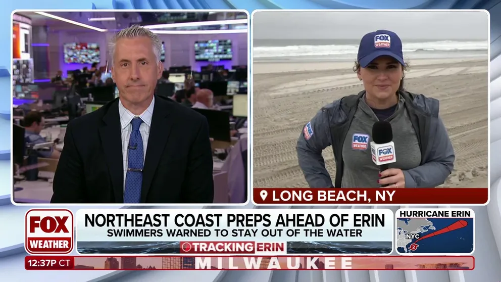 Many New York City beaches are closed to swimmers due to the dangerous high surf conditions produced by Hurricane Erin. FOX Weather Meteorologist Jane Minar reports from the city of Long Beach on Long Island. 