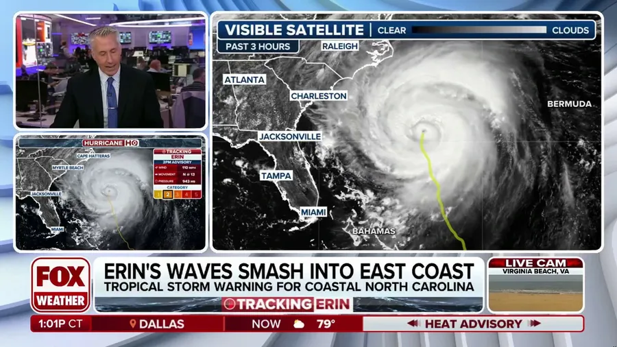 Hurricane Erin surges through Southeast coastline bringing dangerous surf