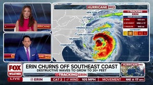 Hurricane Erin's outer bands lash North Carolina, Virginia coasts with tropical-storm-force winds 