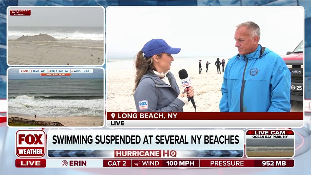 FOX Weather Meteorologist Jane Minar is in Long Beach, New York where experienced surfers are welcoming the waves created by Hurricane Erin. She spokes to Long Beach Chief Lifeguard Rich Borawaski who explained the surf rules for those hoping to ride these waves.?