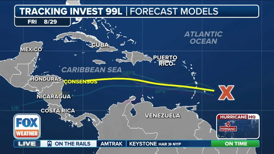 Invest 99L could become tropical depression on approach to Caribbean