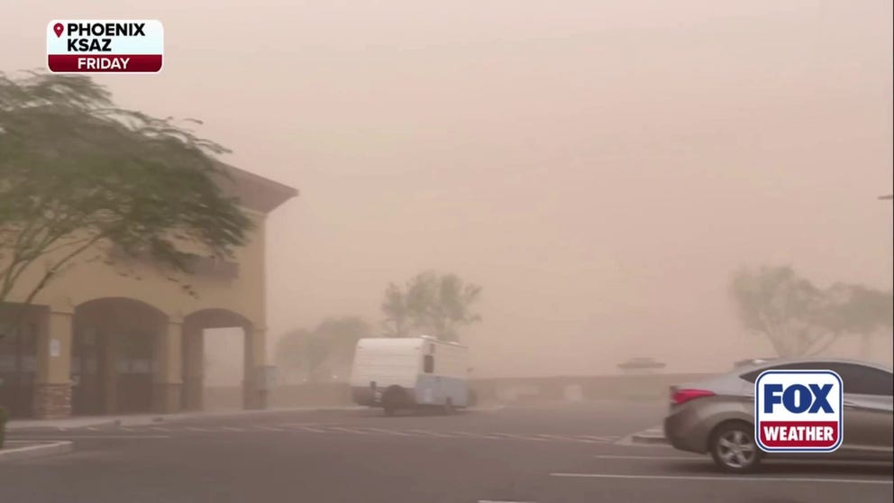 A video recorded in Phoenix on Friday, Aug. 22, shows an intense monsoon rainstorm with lightning.