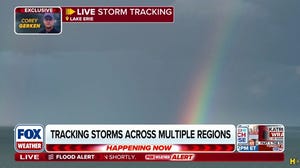 Stunning rainbow captured during live storm tracking