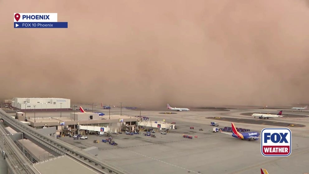 An incredible time-lapse video shows a powerful dust storm, known as a haboob, sweeping across Phoenix Sky Harbor International Airport in Arizona on Monday, Aug. 25, 2025.