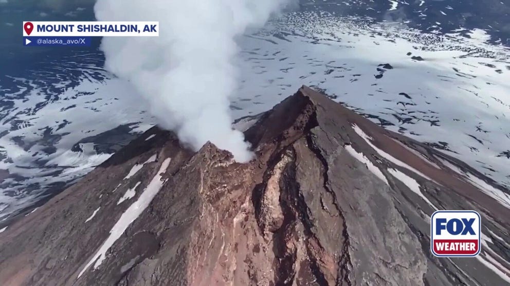 The Alaska Volcano Observatory has been monitoring Shishaldin after signs of unrest over the last month. Video shows steam spewing from the top of the volcano on Aug. 17, 2025. 