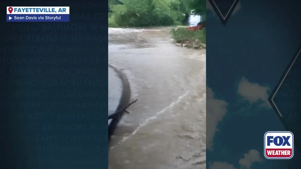 Water is washing out parts of Fayetteville, Arkansas with flash flooding. The city says the fire department has already made several water rescues. The latest on the flash flood threat: