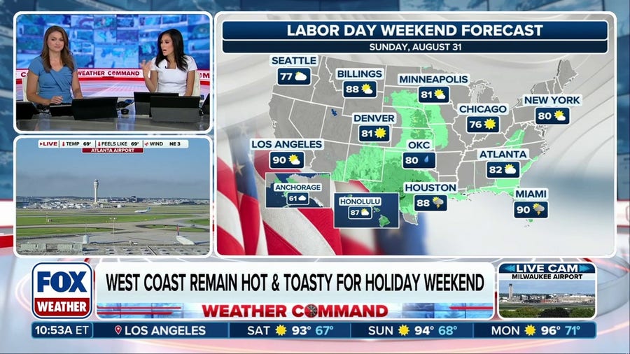 Beautiful Labor Day weekend conditions for most, Southwest and Southeast to see rounds of rain