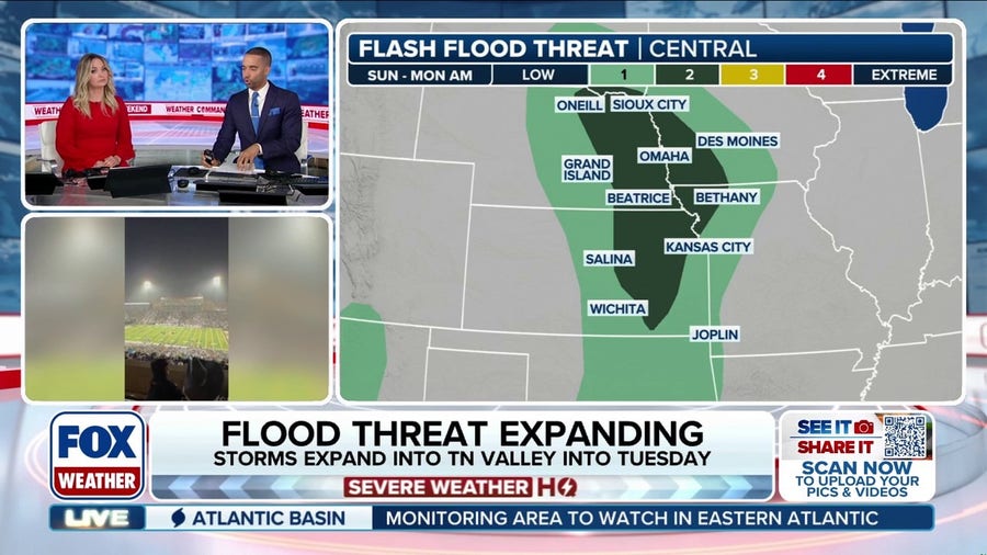 Flooding rain, storms possible from Plains to South as Labor Day holiday nears end